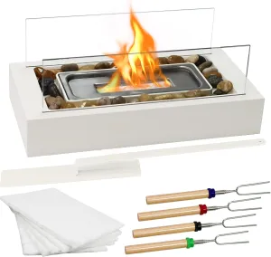 Tabletop Fire Pit with Smores Maker Kit,Table Top Firepit for Indoor & Outdoor, Portable Fire Pit Bowl, Mini Fireplace, Gifts for Birthday, Wedding & Parties, Perfect for Home Decor, Patio & Balcony