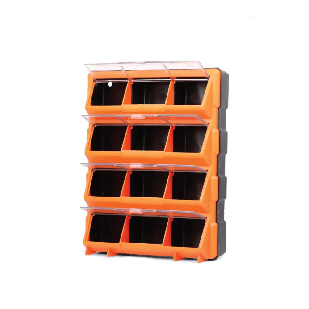 TACTIX 12-Compartment Storage Bin With Clear Cover