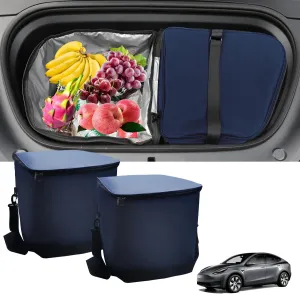 Tesla Model Y Water Proof Frunk Insulation Cooler Bag, Directly Fill Water Inside, Front Trunk Zipper Storage Pocket for Tesla Model Y Accessories (Set of 2)