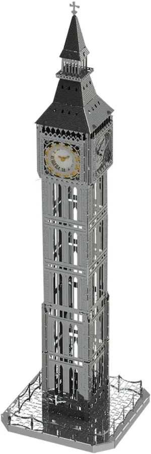 The Great Bell, Big Ben Statue Architecture Model, 3D Puzzle Building Crafts for Adults and Kids, Collectible Figurine, Stainless Steel DIY Construction with Toolbox - 35 Pieces.