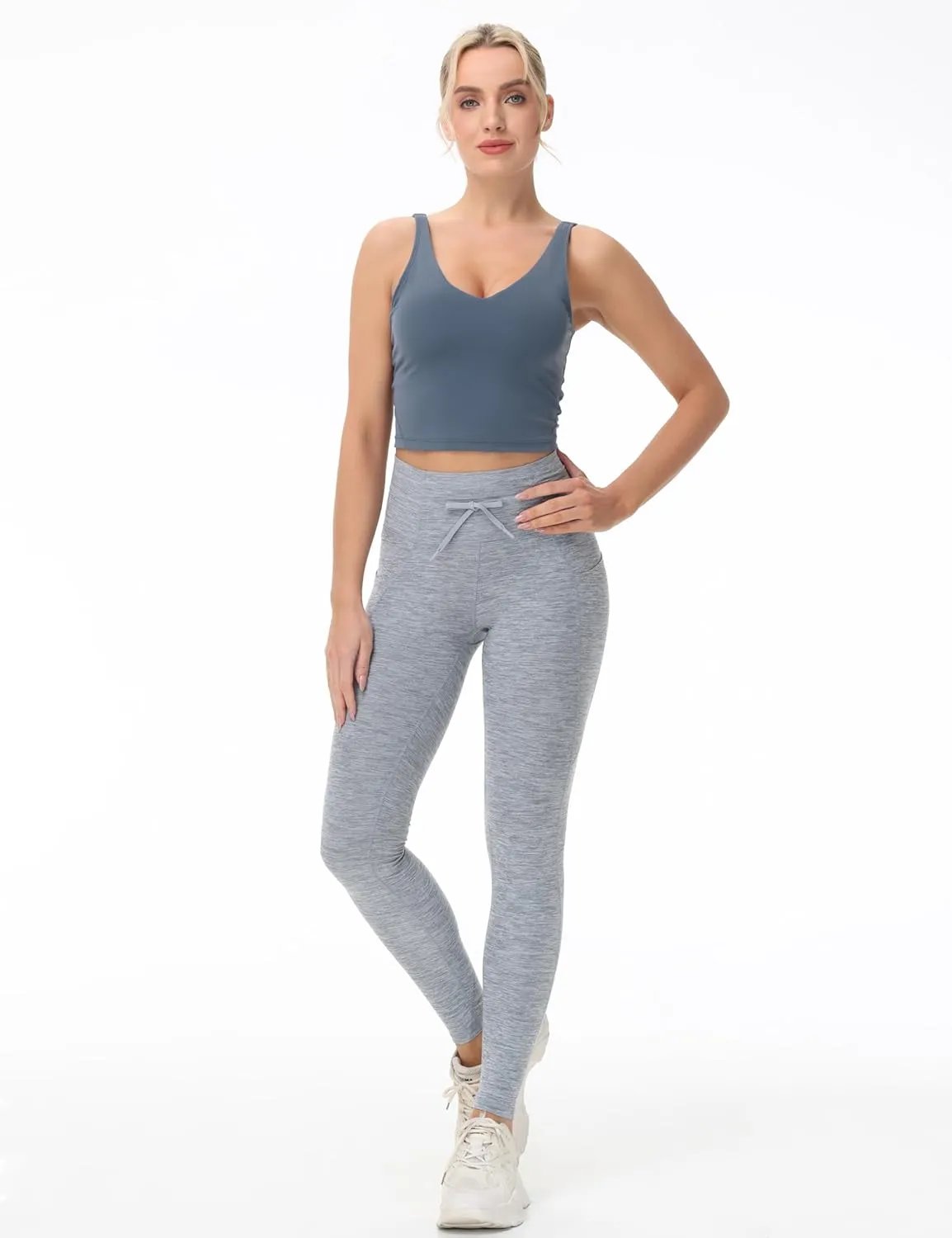 THE GYM PEOPLE Women's High Waist Drawstring Stretchy Workout Leggings Ultra Soft Tummy Control Yoga Pants with Pockets