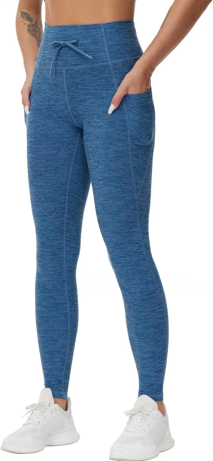 THE GYM PEOPLE Women's High Waist Drawstring Stretchy Workout Leggings Ultra Soft Tummy Control Yoga Pants with Pockets