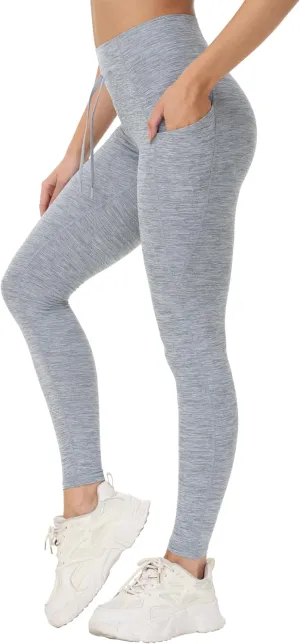 THE GYM PEOPLE Women's High Waist Drawstring Stretchy Workout Leggings Ultra Soft Tummy Control Yoga Pants with Pockets