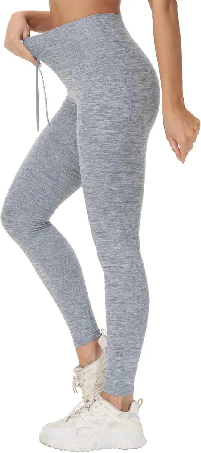 THE GYM PEOPLE Women's High Waist Drawstring Stretchy Workout Leggings Ultra Soft Tummy Control Yoga Pants with Pockets
