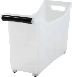 The Lakeside Collection Plastic Storage Bin with Black Handle and Rolling Wheels for Kitchen, Pantry, Craft, Office or Toy Organization