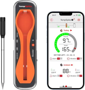 ThermoPro TempSpike 500 ft Wireless Meat Thermometer Digital, Bluetooth Meat Thermometer for Beef Lamb Chicken, Smoker Acccessories for Rotisserie Sous Vide BBQ Oven Air Fryer Fathers Day Gift for Him