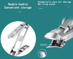 Thickening Double Ended and Double-Edged Anti Splash Nail Clippers, toenail Clippers, Oblique Curved Blade Nail Clippers, Small 2 Ounce, Silvery