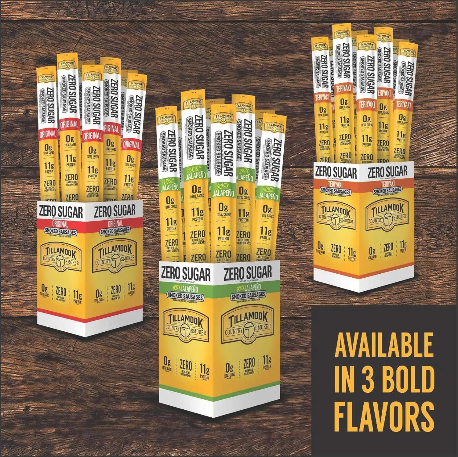 Tillamook Country Smoker Keto Friendly Zero Sugar Smoked Sausages, Original, 1.25 Ounce, 24 Count