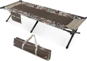 TIMBER RIDGE Folding Camping Cot for Adults,Outdoor Bed Camp Cots for Sleeping with Carry Bag，Foldable XL Hunting for Camping, Hiking, Camouflage，Home, Travel, Support up to 300lbs, Camo