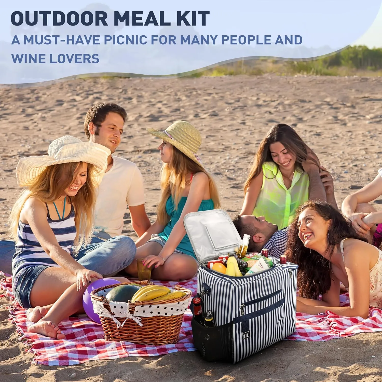 Tirrinia 20L Insulated Cooler Bag - Leakproof Outdoor Grocery Cooling Carrier, Large Travel & to-Go Food Containers, Wine Tote for Picnics, Camping, Parties