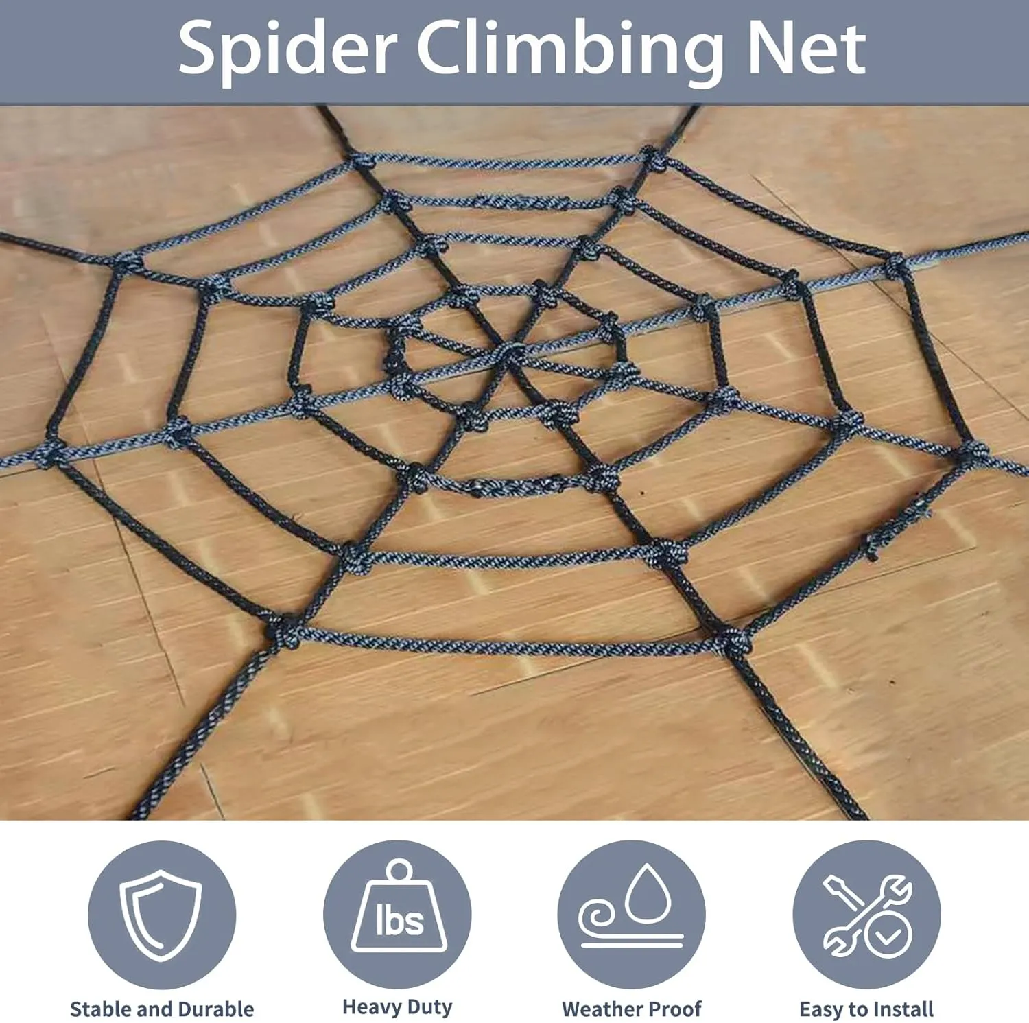 Tongmo Climbing Cargo Net, 5×5ft Spider Climbing Net for Kids, for Playground,Tree House, Backyard, Decoration, Indoor & Outdoor