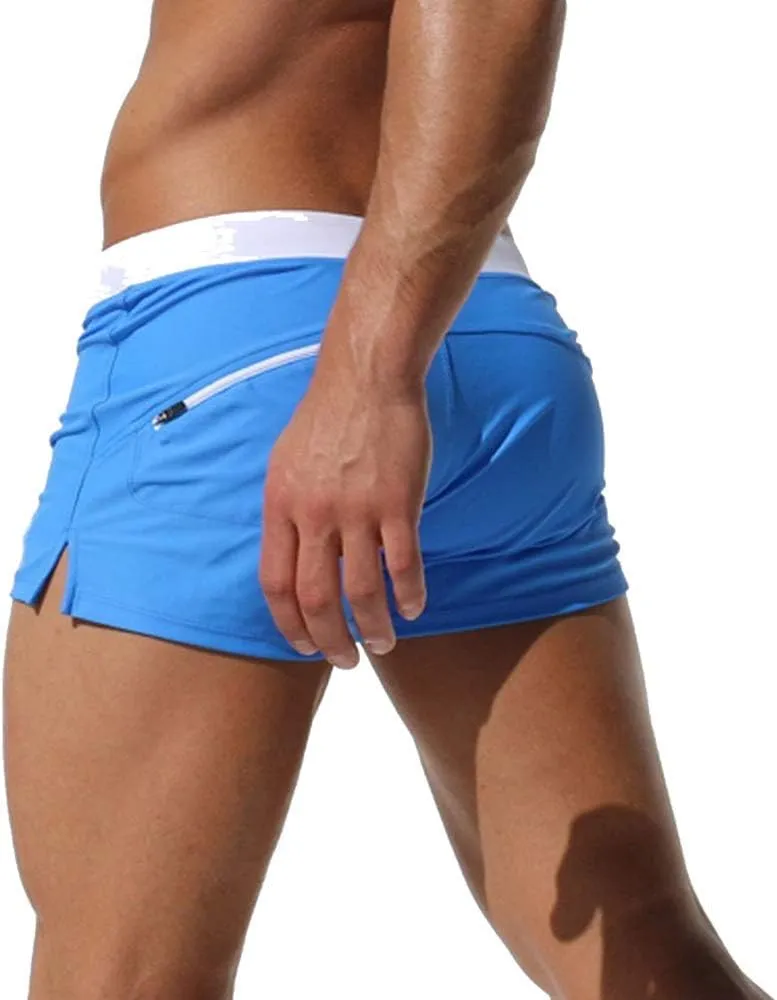 TONLEN Mens Swimwear Short Swim Trunks with Zipper Pocket