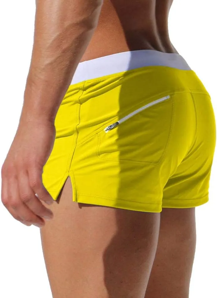 TONLEN Mens Swimwear Short Swim Trunks with Zipper Pocket