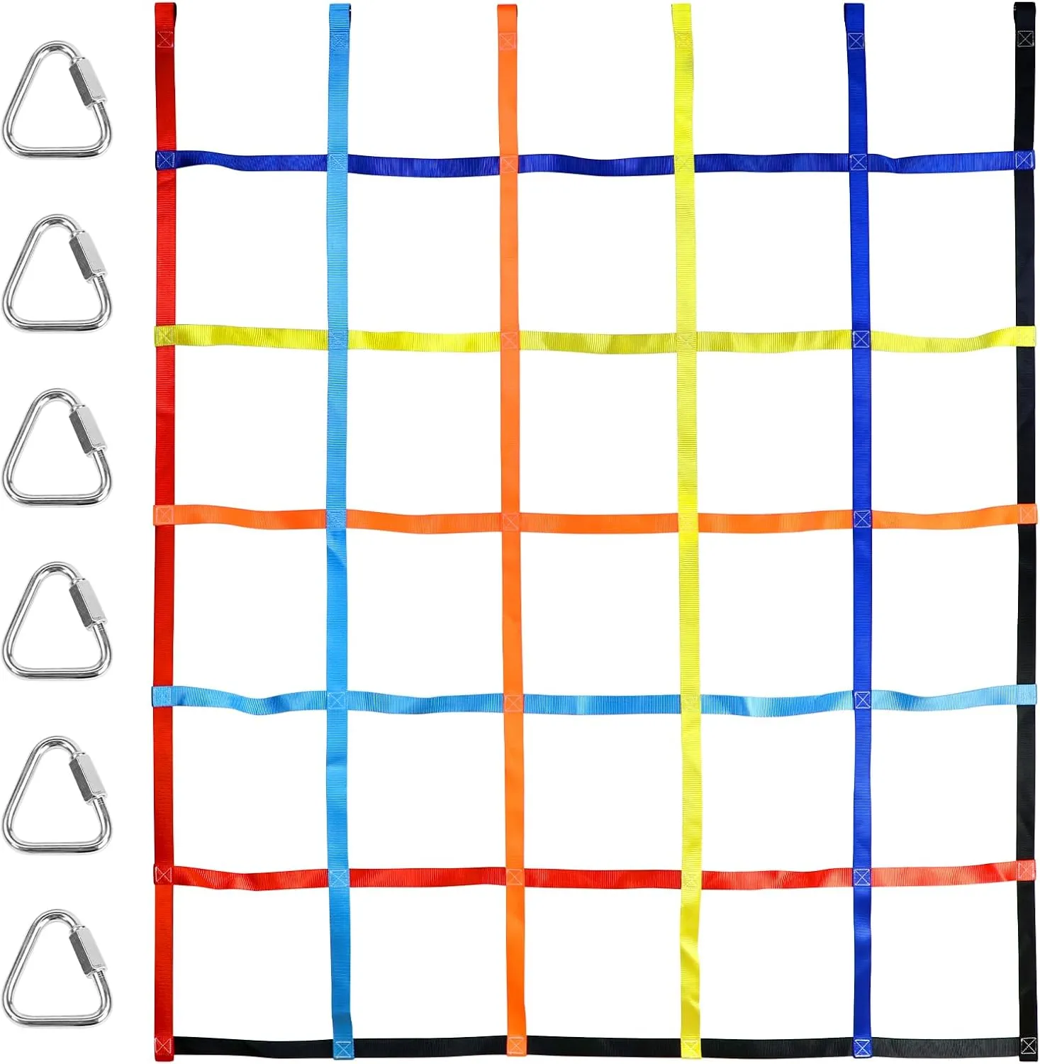 TOPNEW Climbing Net for Kids Outdoor, Ninja Cargo Net Rope Ladder Net for Ninja Slackline, Jungle Gyms, Swing Set, Playground Netting, Multi-Color