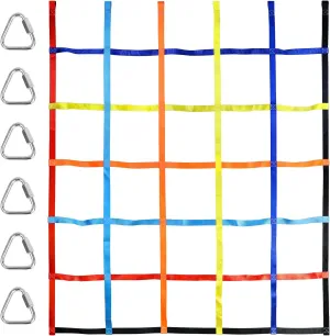 TOPNEW Climbing Net for Kids Outdoor, Ninja Cargo Net Rope Ladder Net for Ninja Slackline, Jungle Gyms, Swing Set, Playground Netting, Multi-Color