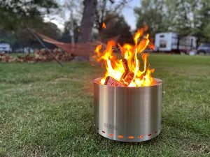 Torch & Porch 19.5 Inch Smokeless Stainless Steel Fire Pit with Weather Resistant Carry Bag