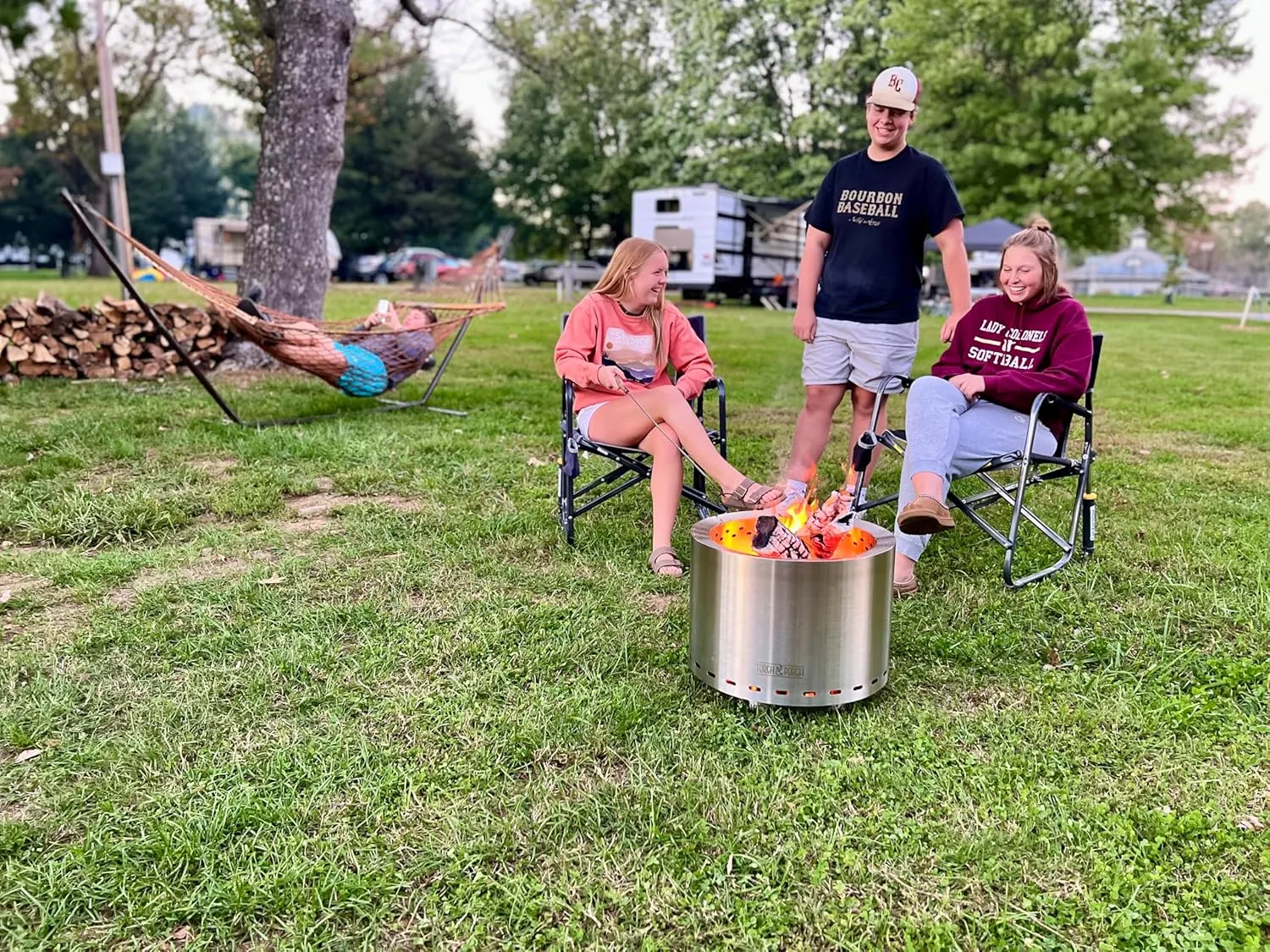 Torch & Porch 19.5 Inch Smokeless Stainless Steel Fire Pit with Weather Resistant Carry Bag