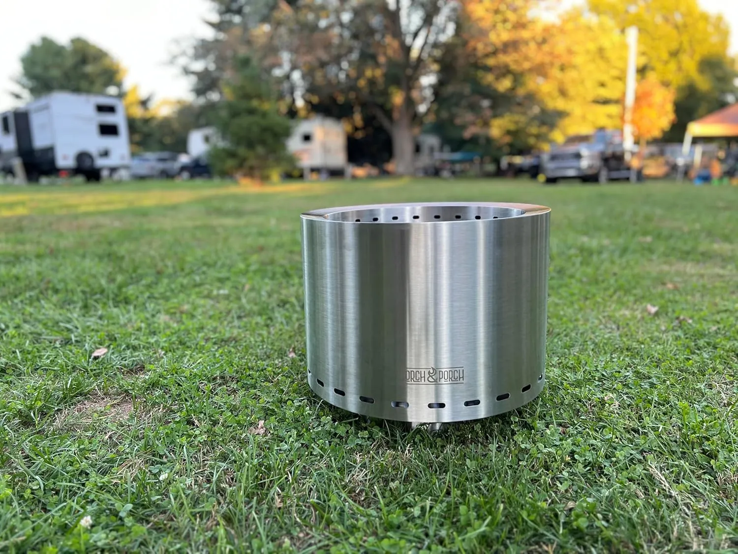 Torch & Porch 19.5 Inch Smokeless Stainless Steel Fire Pit with Weather Resistant Carry Bag