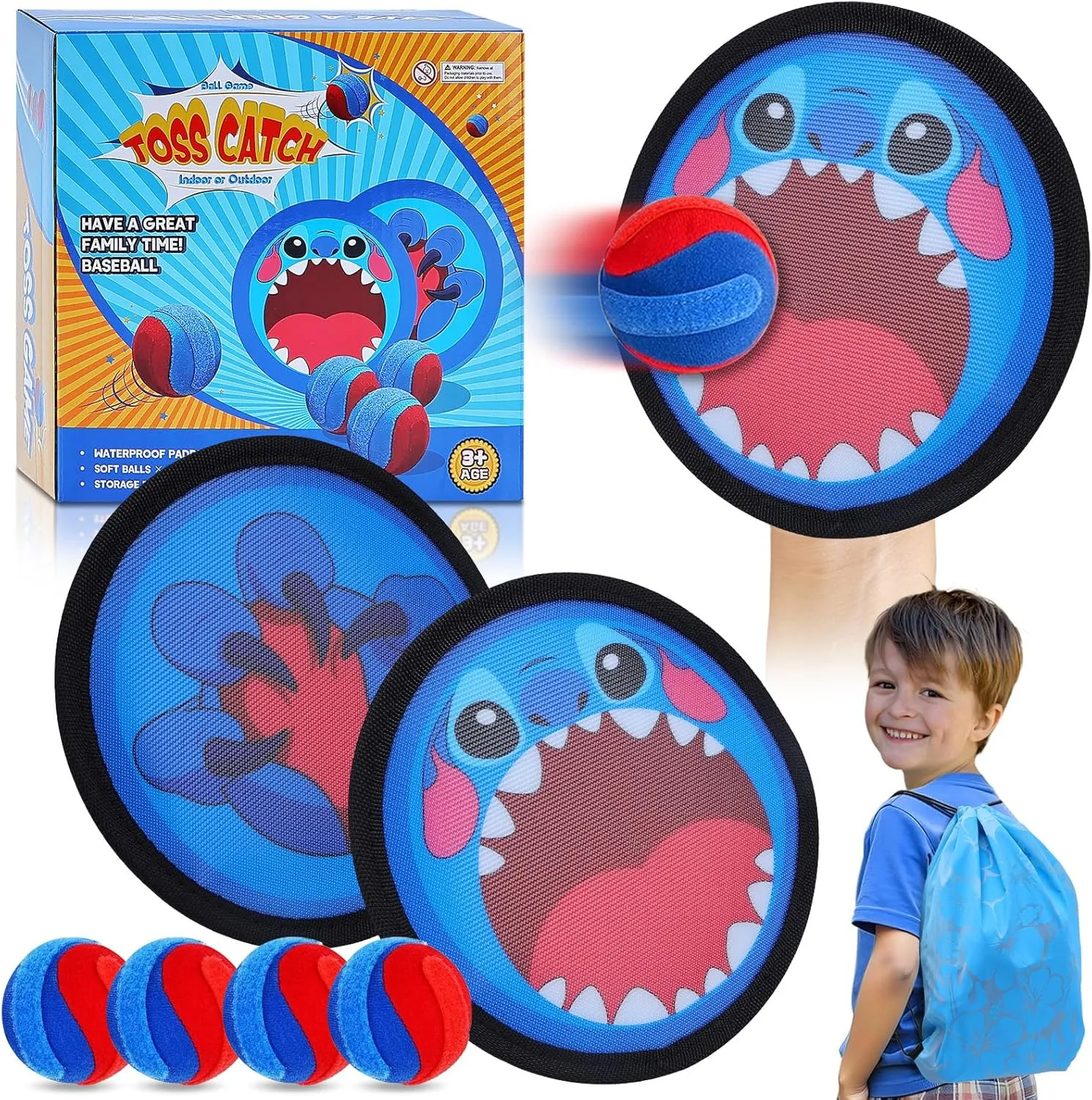 Toss and Catch Ball Game Set Outdoor Toys,Beach Pool Yard Party Family Games for Kids,Toddler Sticky Baseball Glove Catch for 3 4 5 6 7 8 Boys Girls