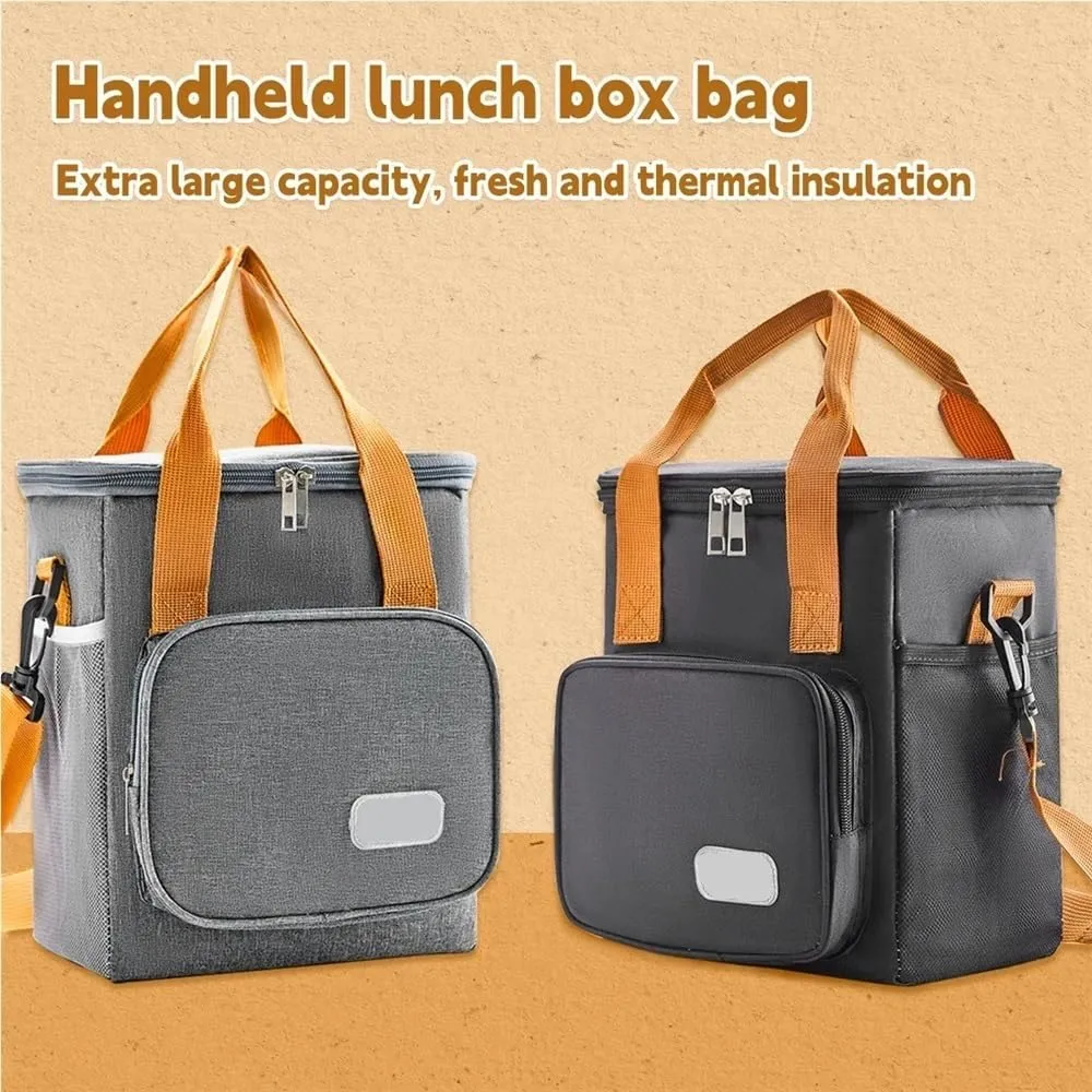 Tote Lunch Bag Portable Lunch Bag Multifunctional Tote Lunch Bag Lunch Bag Easy to Clean Suitable for Work Student Outdoor and So On(Gray)