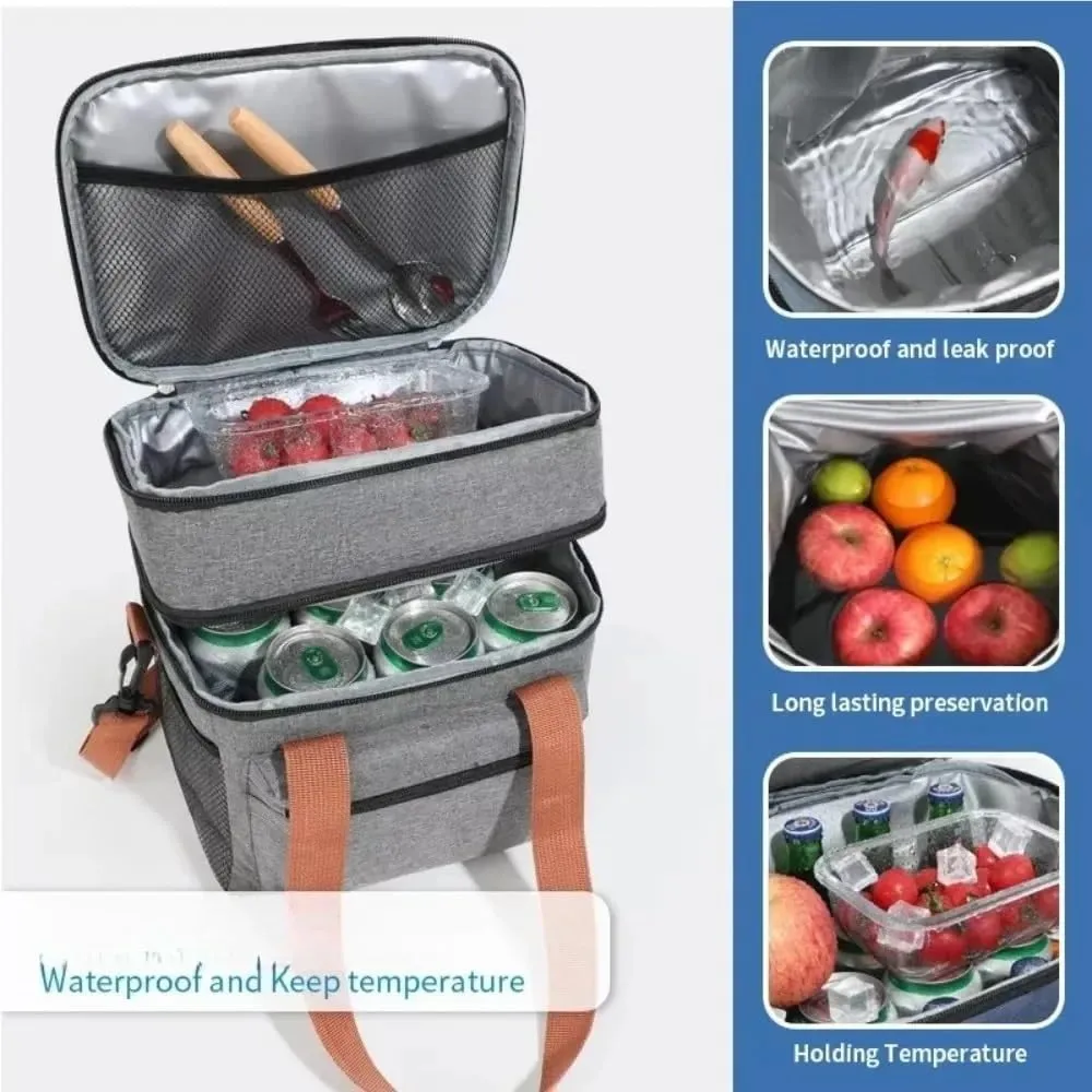 Tote Lunch Bag Portable Lunch Bag Multifunctional Tote Lunch Bag Lunch Bag Easy to Clean Suitable for Work Student Outdoor Camping and So On(Black)