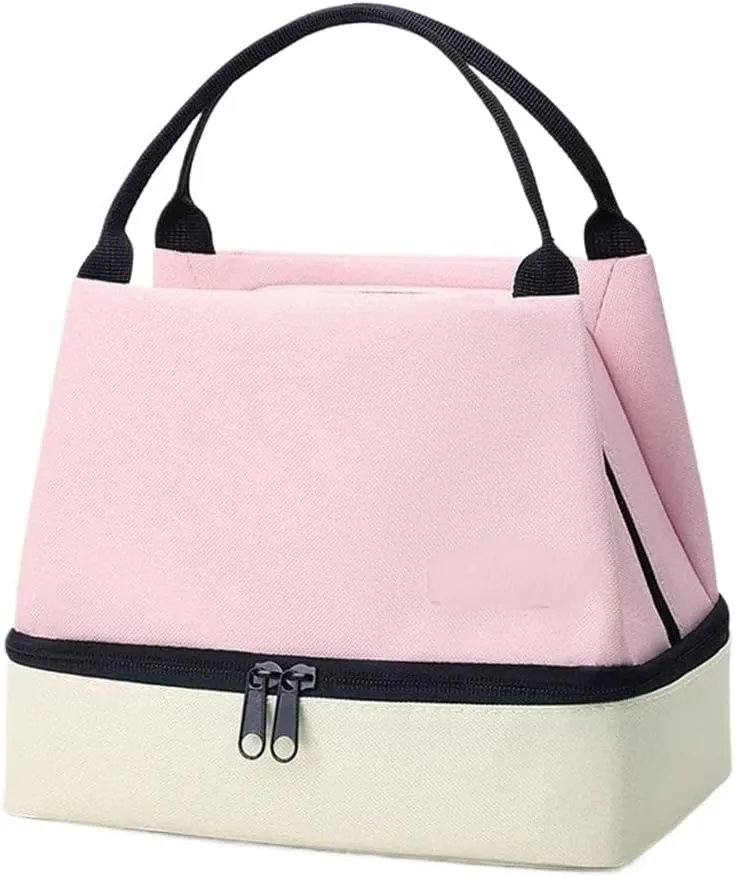 Tote Lunch Bag Portable Lunch Bag Multifunctional Tote Lunch Bag Lunch Bag Easy to Clean Suitable for Work Student Outdoor Camping Office and So On(Pink)