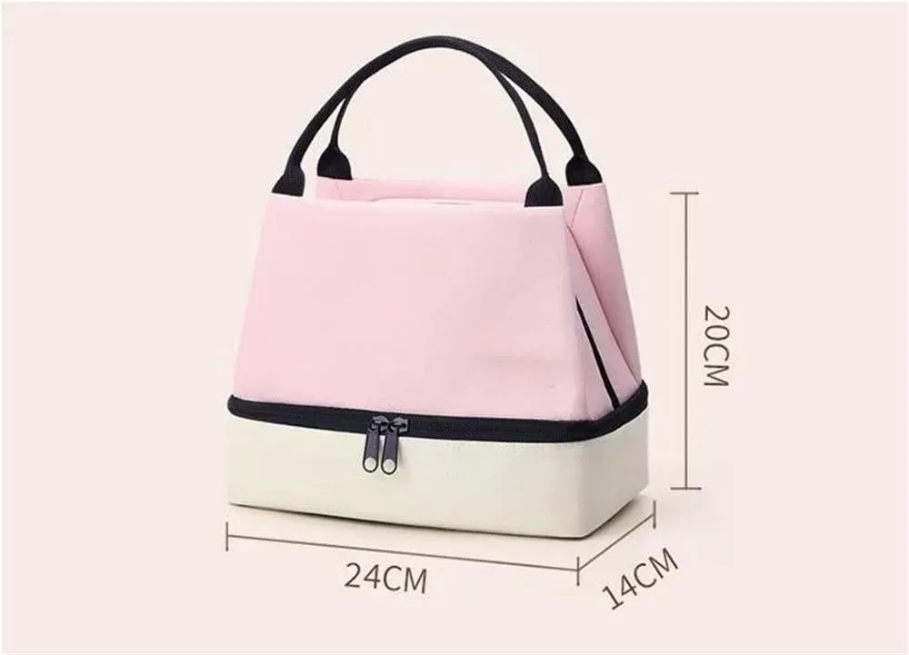 Tote Lunch Bag Portable Lunch Bag Multifunctional Tote Lunch Bag Lunch Bag Easy to Clean Suitable for Work Student Outdoor Camping Office and So On(Pink)