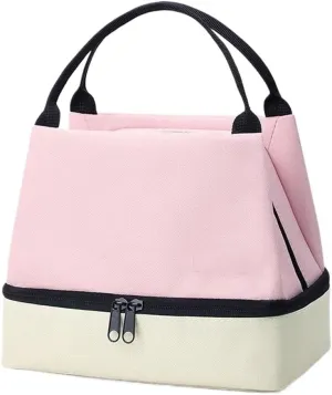 Tote Lunch Bag Portable Lunch Bag Multifunctional Tote Lunch Bag Lunch Bag Easy to Clean Suitable for Work Student Outdoor Camping Office and So On(Pink)