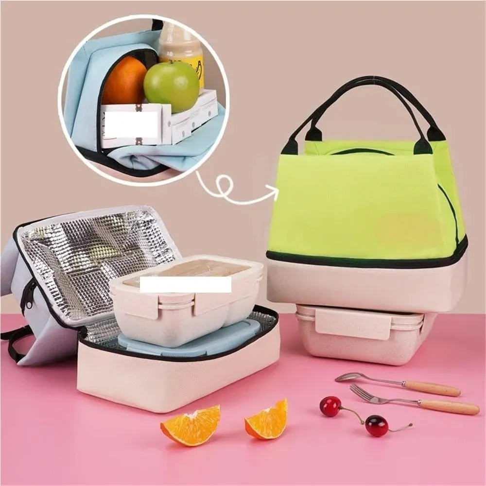 Tote Lunch Bag Portable Lunch Bag Multifunctional Tote Lunch Bag Lunch Bag Easy to Clean Suitable for Work Student Outdoor Camping Office and So On(Pink)