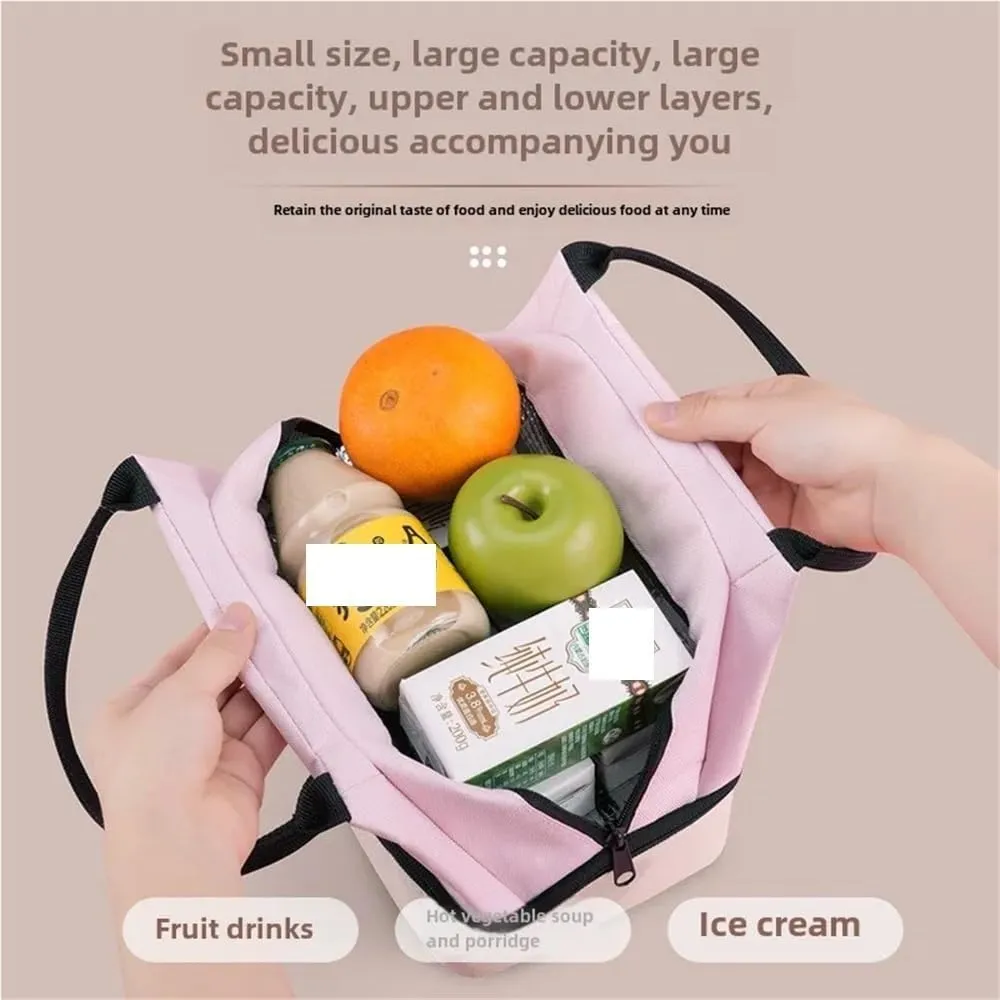 Tote Lunch Bag Portable Lunch Bag Multifunctional Tote Lunch Bag Lunch Bag Easy to Clean Suitable for Work Student Outdoor Camping Office and So On(Pink)