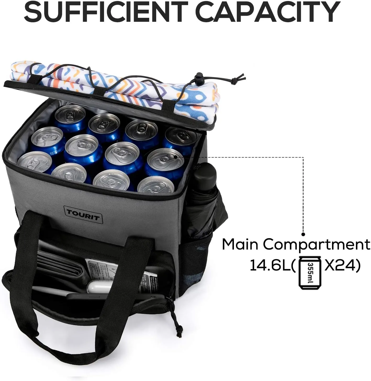 TOURIT Cooler Bag 24/35/46-Can Insulated Soft Cooler Portable Cooler Bag 14.6/24/32L Large Lunch Cooler for Picnic, Beach, Work, Trip