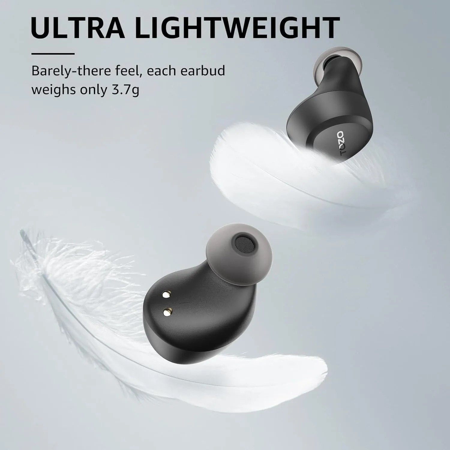 TOZO A1 Wireless Earbuds Bluetooth 5.3 Light Weight in Ear IPX5 Waterproof Headphones 2 Mic for AI Calls, Immersive Premium Sound Bass Headset with Charging Case, 32 Presets EQ Customization via App