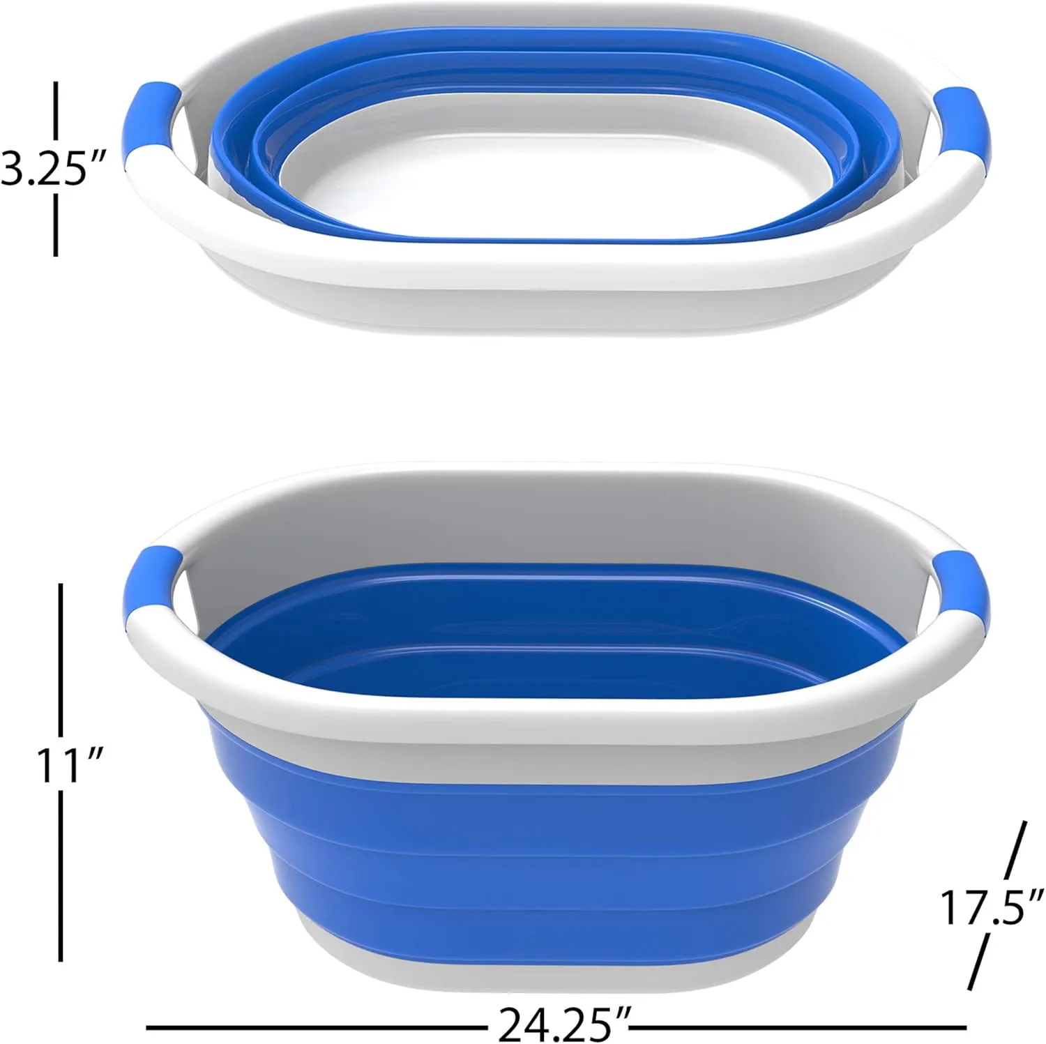 Trademark Home Collection Collapsible Multiuse Wash Basin, Dish Tub, Ice Bucket, Portable Basket with Comfort Handles for Camping, Tailgating, More by Wakeman Outdoors (Blue)