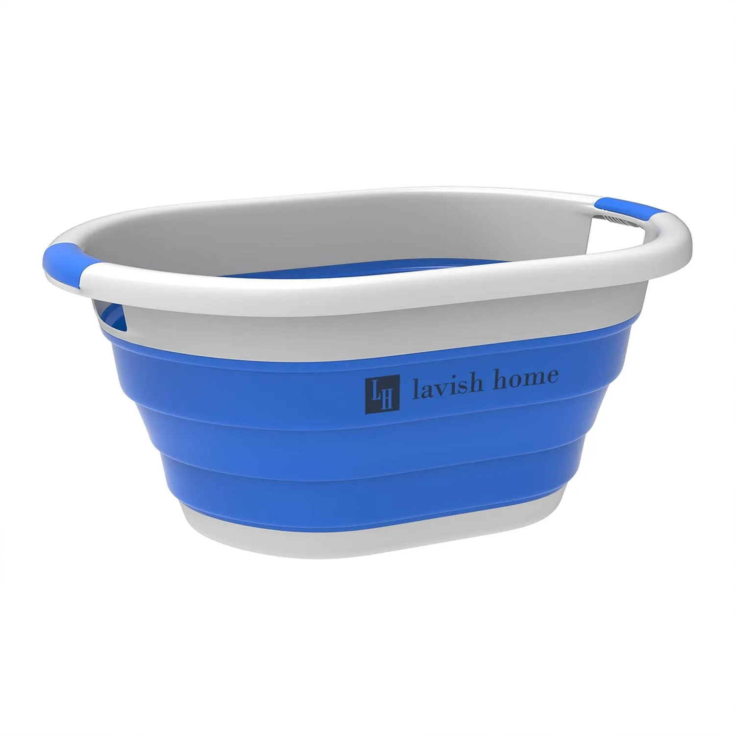 Trademark Home Collection Collapsible Multiuse Wash Basin, Dish Tub, Ice Bucket, Portable Basket with Comfort Handles for Camping, Tailgating, More by Wakeman Outdoors (Blue)