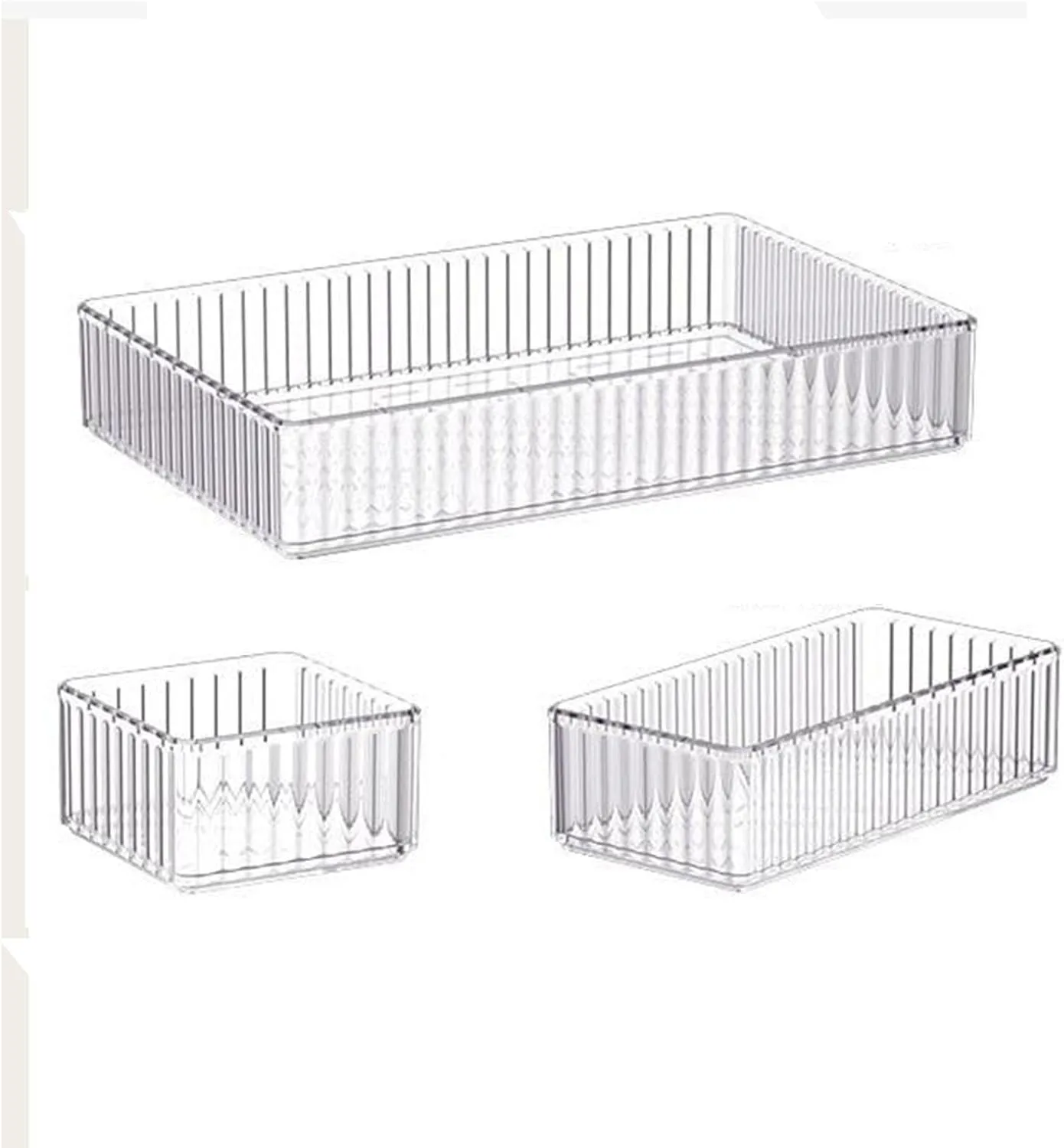 Transparent Cosmetic Storage Organizer for Home and Bathroom, 3 Pieces
