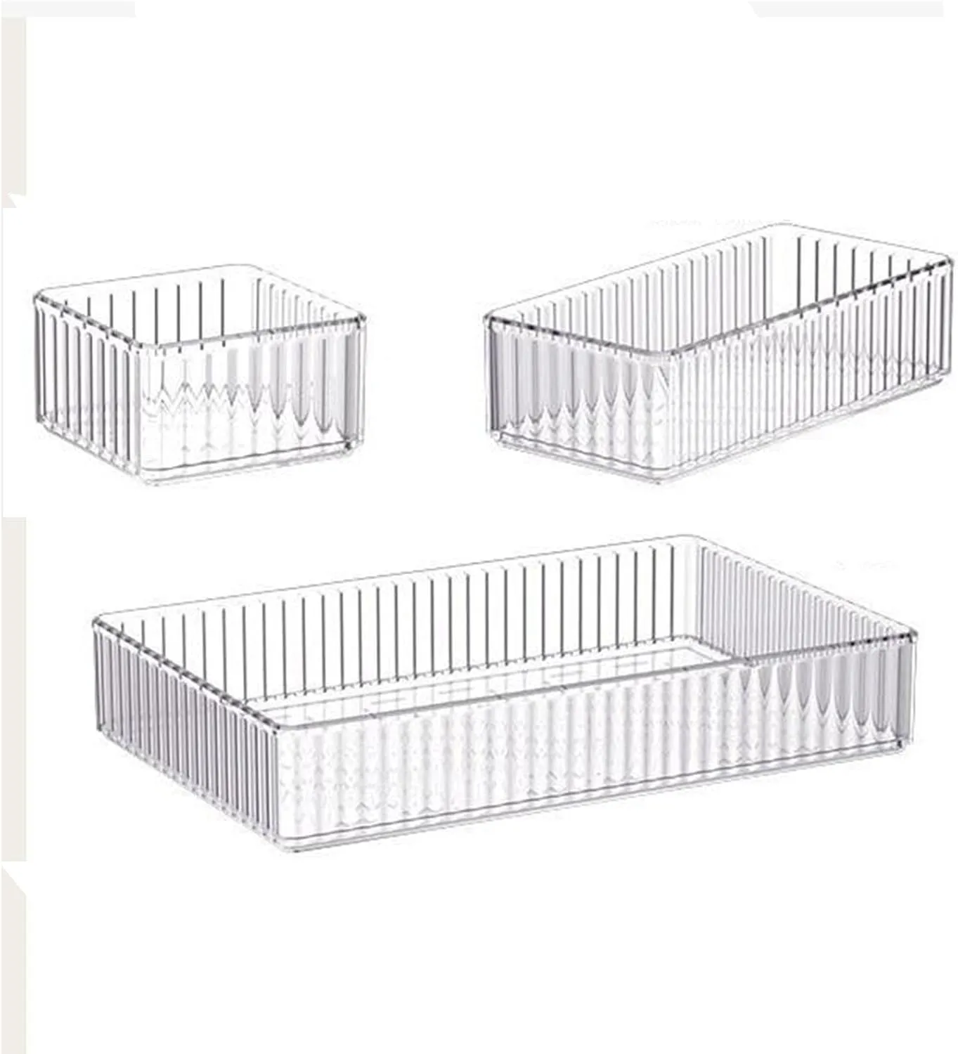 Transparent Cosmetic Storage Organizer for Home and Bathroom, 3 Pieces