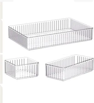 Transparent Cosmetic Storage Organizer for Home and Bathroom, 3 Pieces