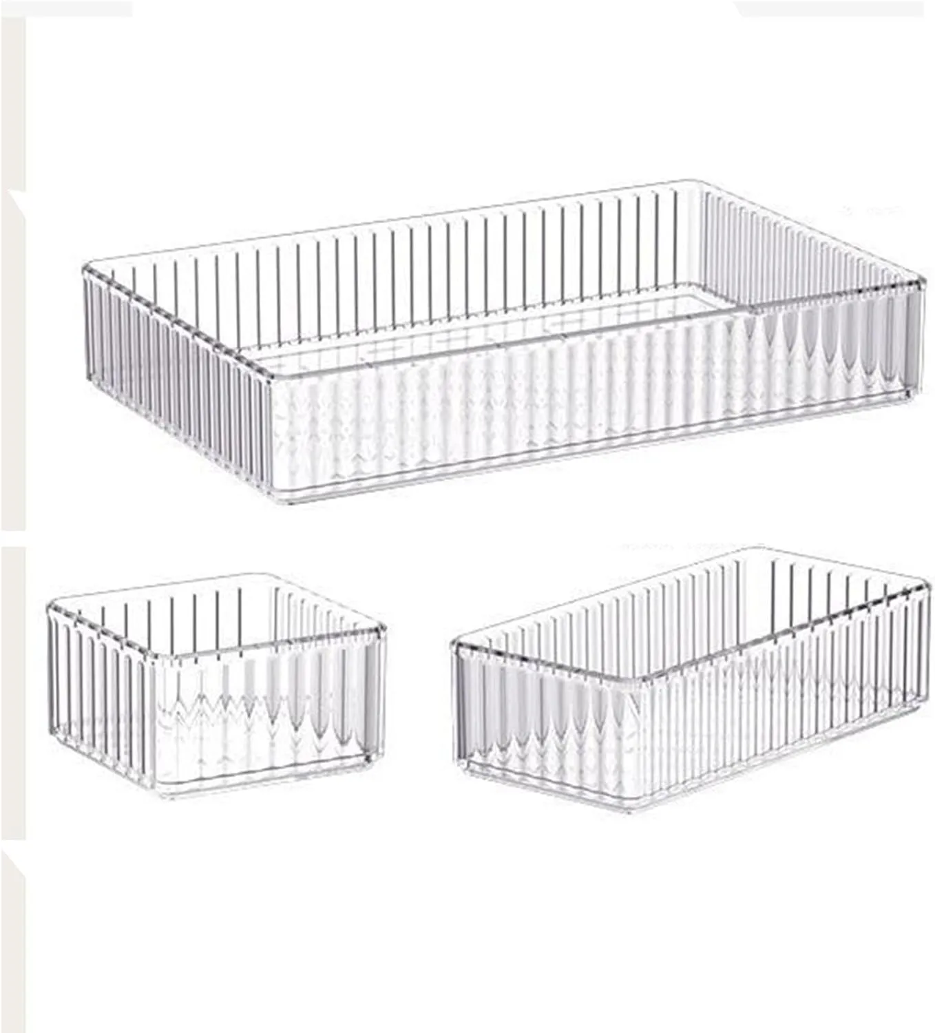 Transparent Cosmetic Storage Organizer for Home and Bathroom, 3 Pieces