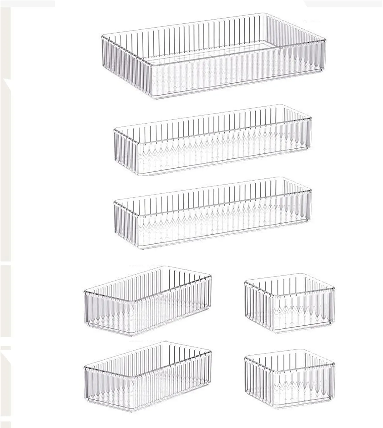Transparent Cosmetic Storage Organizer for Home and Bathroom, 7 Pieces