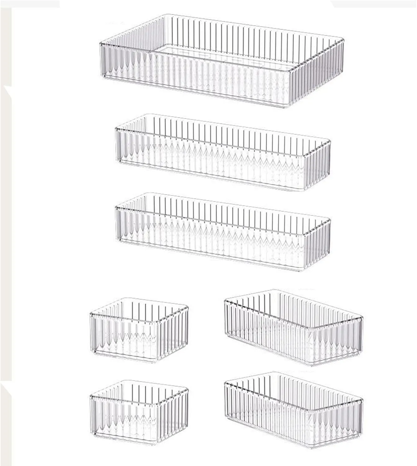 Transparent Cosmetic Storage Organizer for Home and Bathroom, 7 Pieces