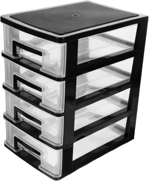 Transparent Drawer Type Storage Box Mini Cosmetics Organizer for Sundries Black Plastic Desktop Storage for Makeup Brushes Eyebrow Pencils