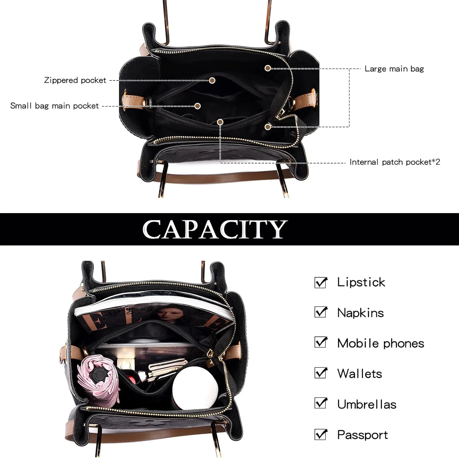 Travistar Floral Handbags Purses Women - Embossed Leather Top Handle Handbag Set Large Shoulder Bag Ladies Bucket Hobo Tote