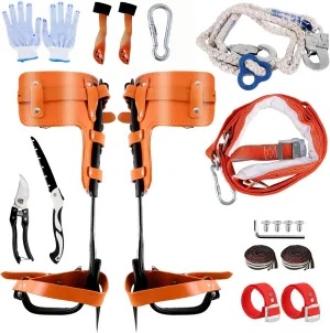 Tree Climbing Gear, Climbing Spikes Set for Tree Work, Aarborist Climbing Spurs Kit Adjustable Length for Jungle Survival,Fruit Picking, Hunting and Observation