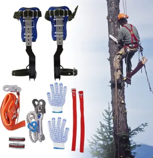 Tree Climbing Spike, Tree Climbing Gear, Adjustable Tree Climbing Step Gear with Extra Multi-Functional Straps for Climbers, Logging, Hunting Observation, Fruit Picking (Blue)