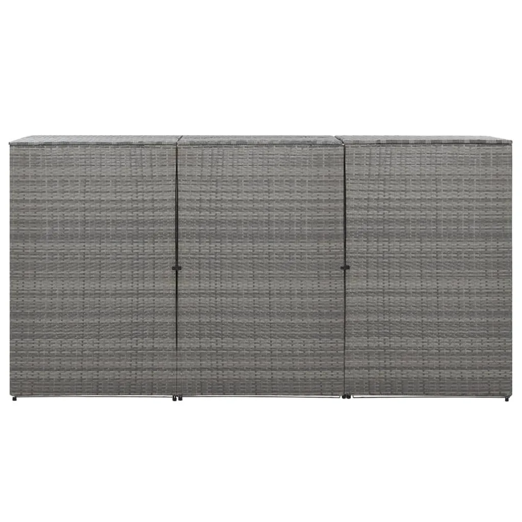 Triple Wheelie Bin Shed Anthracite 90.2"x30.7"x47.2" Poly Rattan
