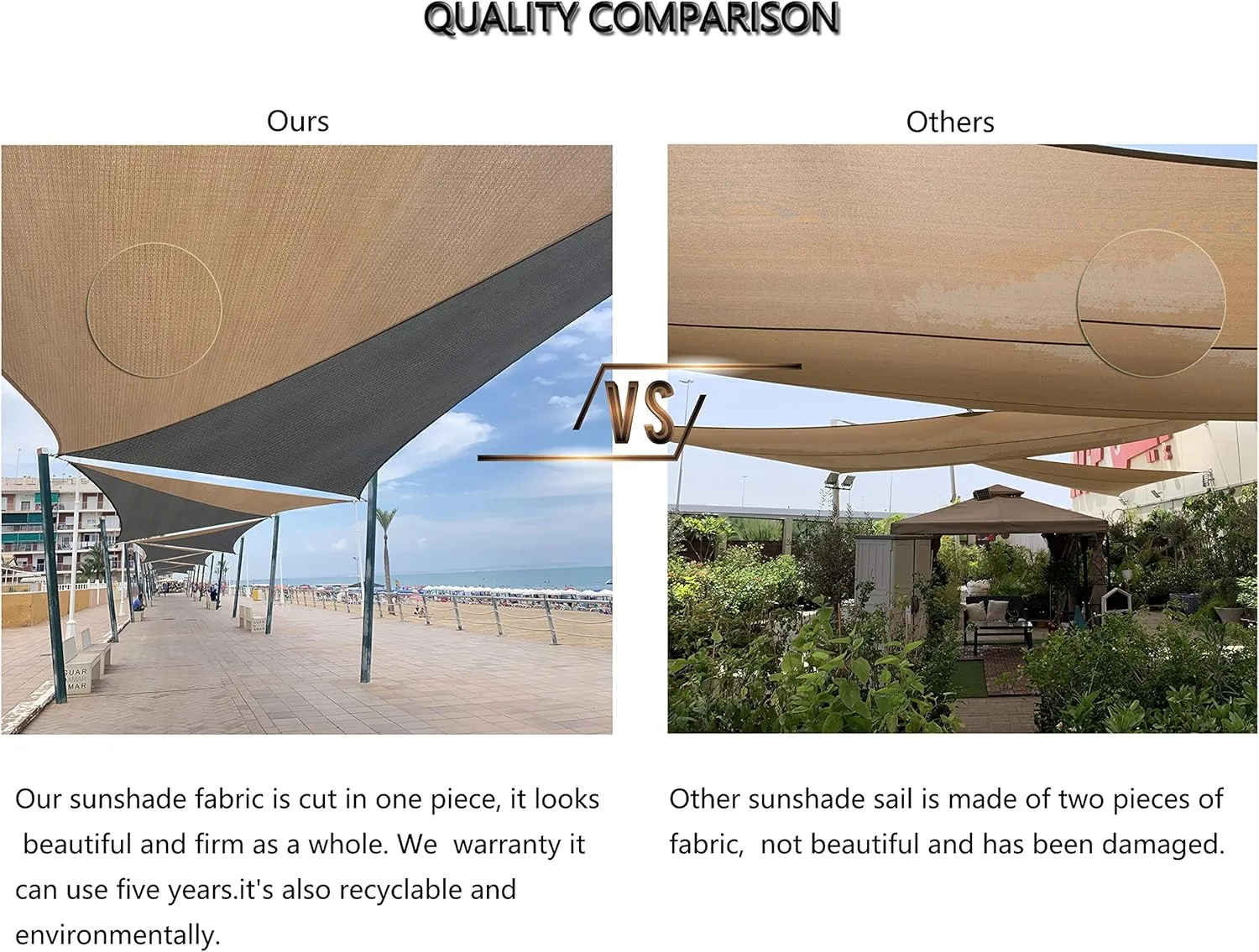Tronssien Rectangle 10'x13' Sun Shade Sail,95% UV Blockage Canopy Awning for Outdoor Patio and Garden, Yard Activities