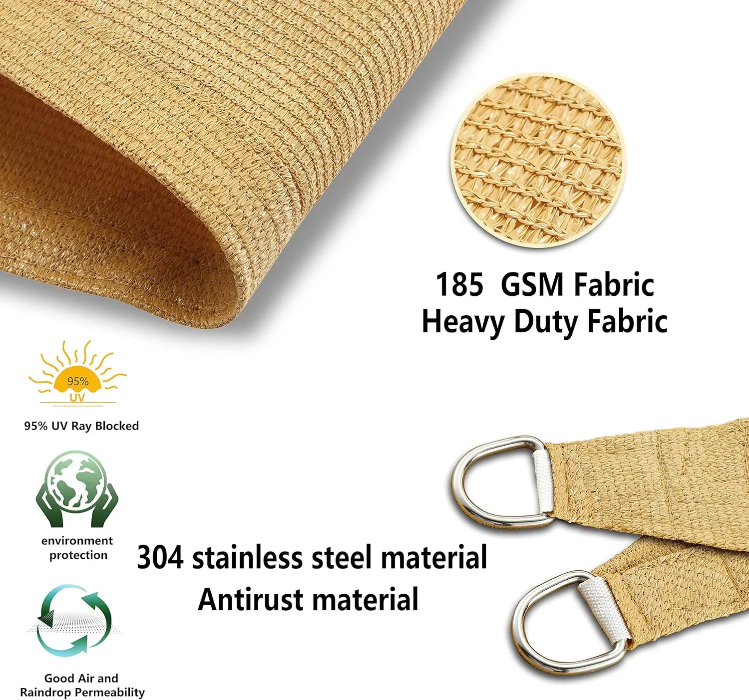 Tronssien Rectangle 12'x16' Sun Shade Sail,95% UV Blockage Canopy Awning for Outdoor Patio and Garden, Yard Activities