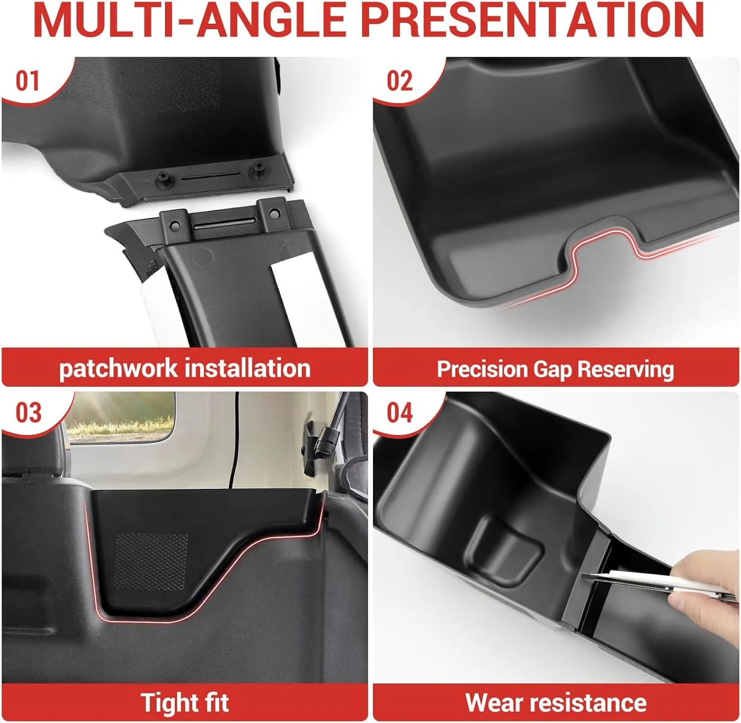 Trunk Side Storage Bin Fit for 2024 Jeep Wrangler JL JLU 4XE, Cargo Organizer Tray Wheel Well Storage Box for 2024 Wrangler JL 4 Door Accessories, 2PCS No Screws(Left Right)