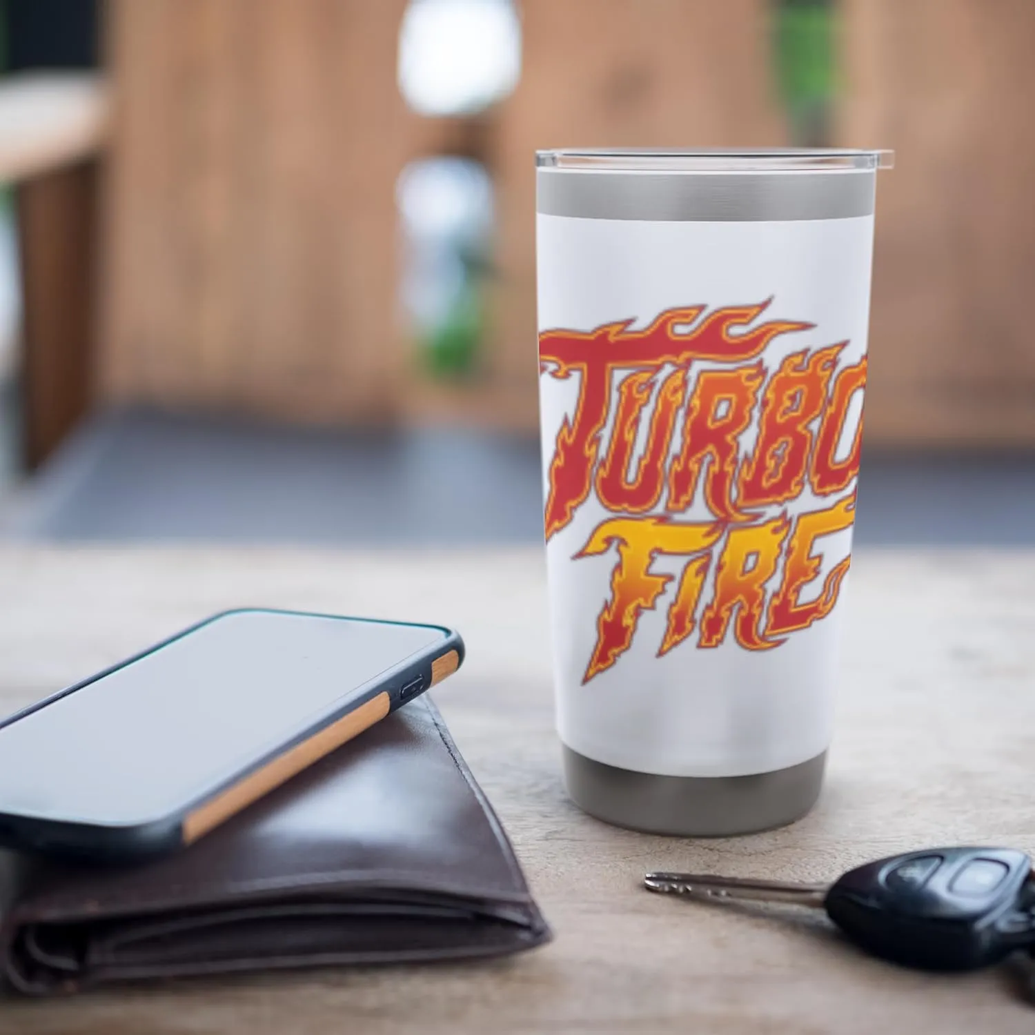 Turbo Fire Flames Inspirational Firefighter Racer Drag Race Stainless Steel Insulated Tumbler