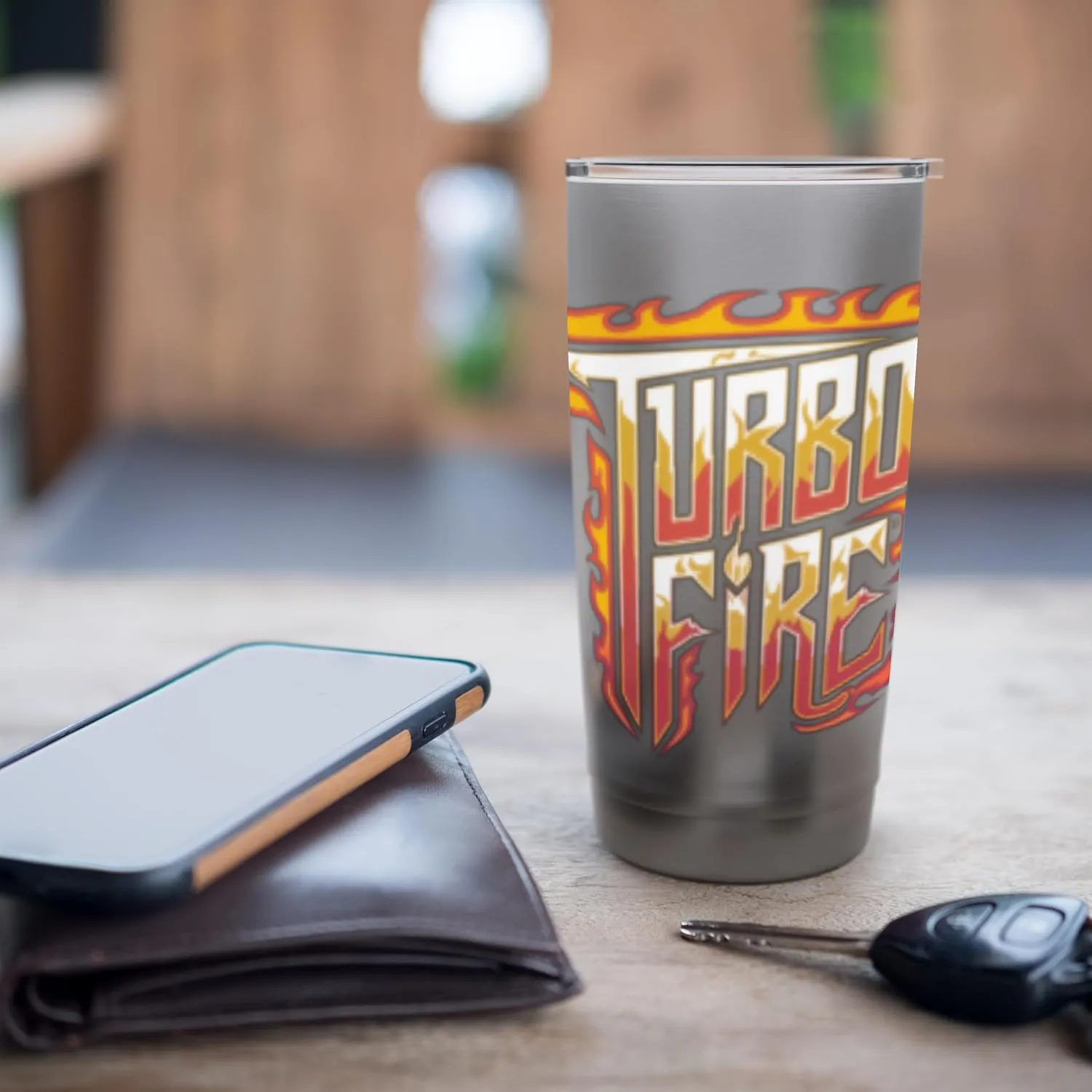 Turbo Fire Motivational Flames Fireman Firefighter Drag Race Stainless Steel Insulated Tumbler